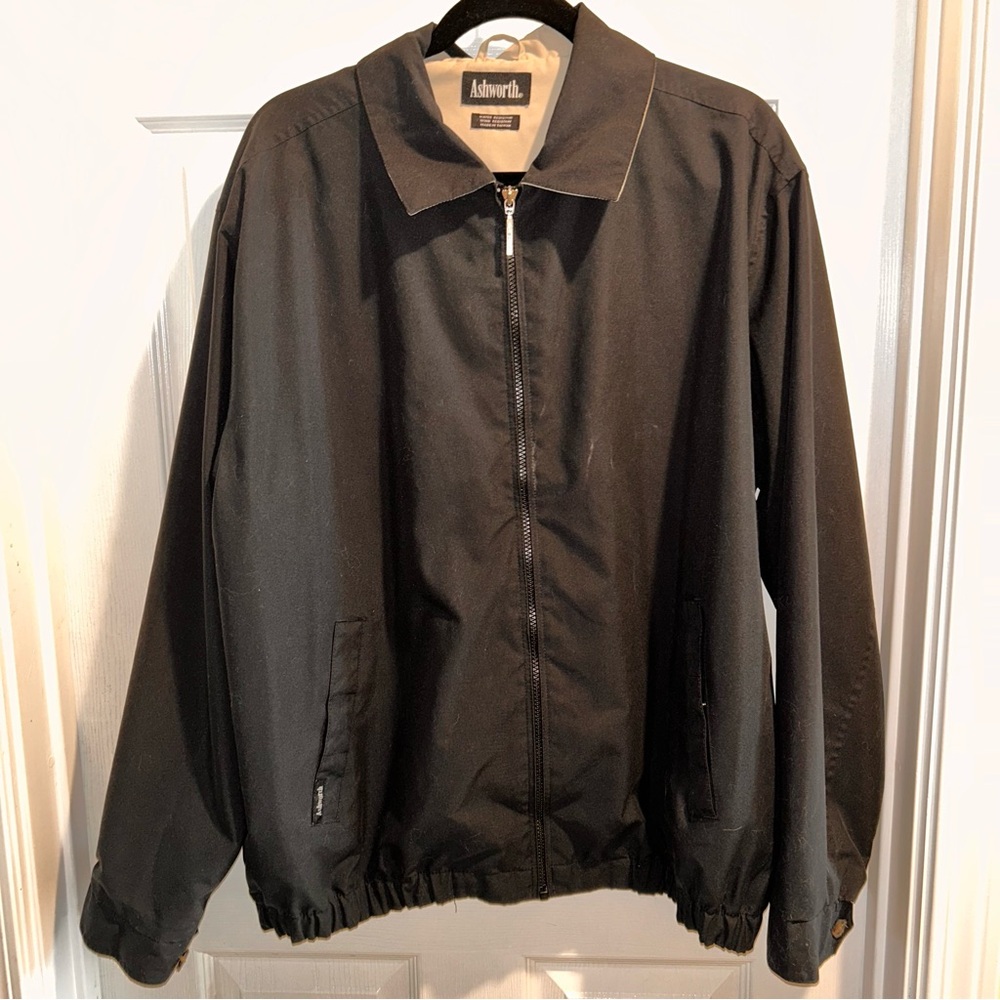 Ashworth Windbreaker Mens Size Extra Large Black Full Zip